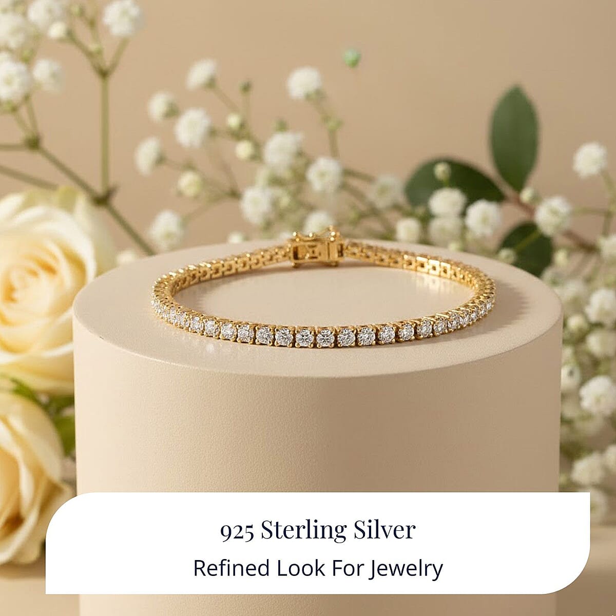 Doorbuster D'Joy Moissanite Tennis Bracelet 6.00 ctw in 18K Vermeil Yellow Gold Over Sterling Silver (8.00 In) image number 4