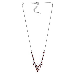 D'Joy Mexican Cherry Fire Opal 3.25 ctw V-shaped Silhouette Necklace in Rhodium Over Sterling Silver 18 Inches