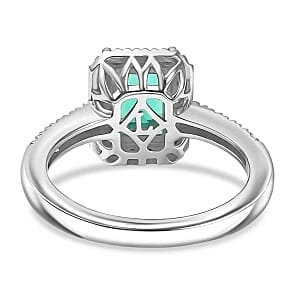 Lab Grown Colombian Emerald and Diamond 2.11 ctw Ring in Rhodium Over Sterling Silver (Size 11.5)