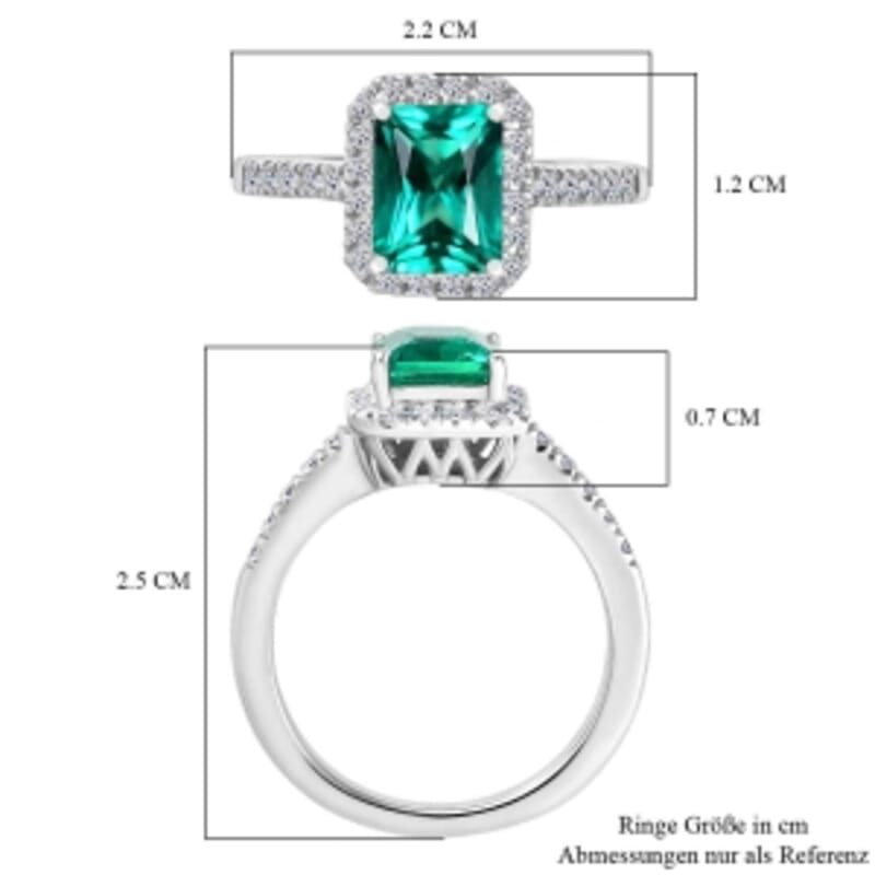 Lab Grown Colombian Emerald and Diamond 2.11 ctw Ring in Rhodium Over Sterling Silver (Size 11.5)