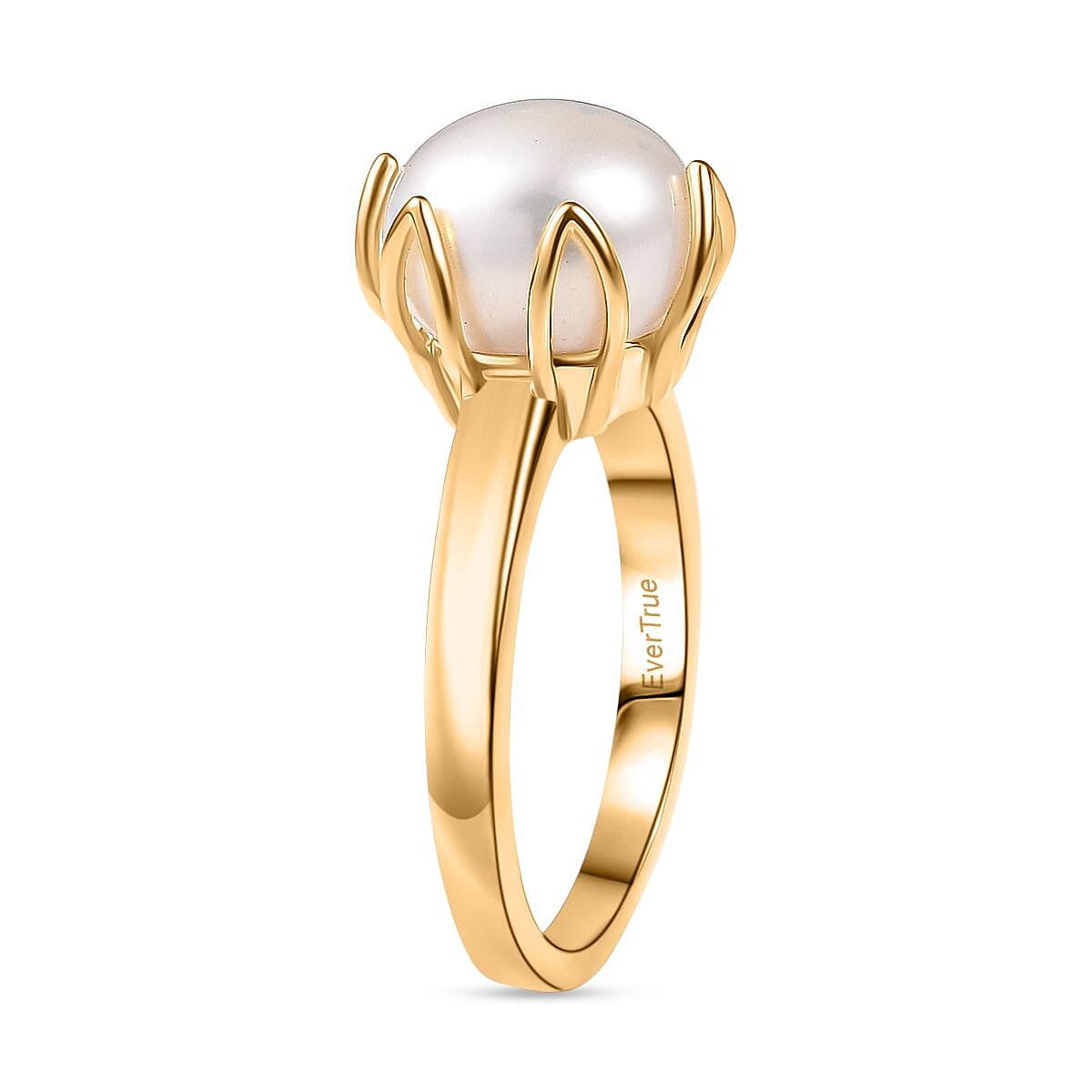 EverTrue White Freshwater Pearl Ring in 18K YG Plated (Size 10.0)