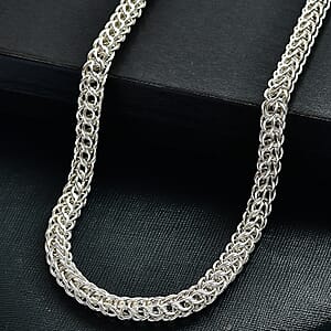 D'Joy Fancy Link Chain Necklace in Sterling Silver 27.5 Grams 20 Inches