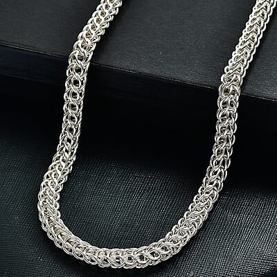 D'Joy Fancy Link Chain Necklace in Sterling Silver 27.5 Grams 20 Inches