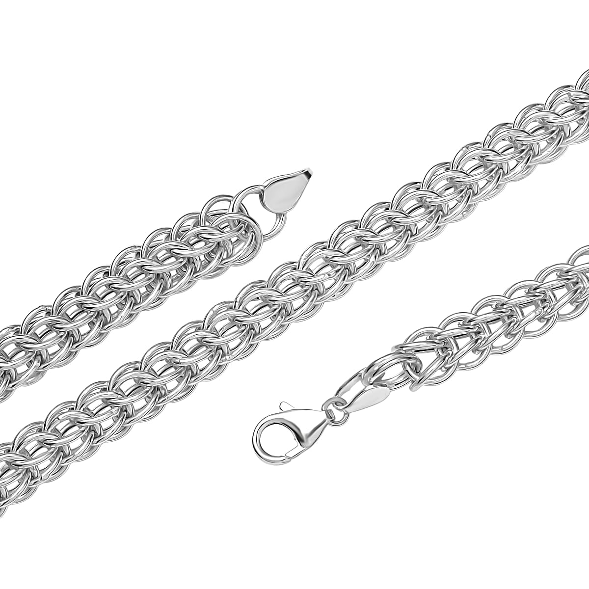 D'Joy Fancy Link Chain Necklace in Sterling Silver 27.5 Grams 20 Inches image number 4