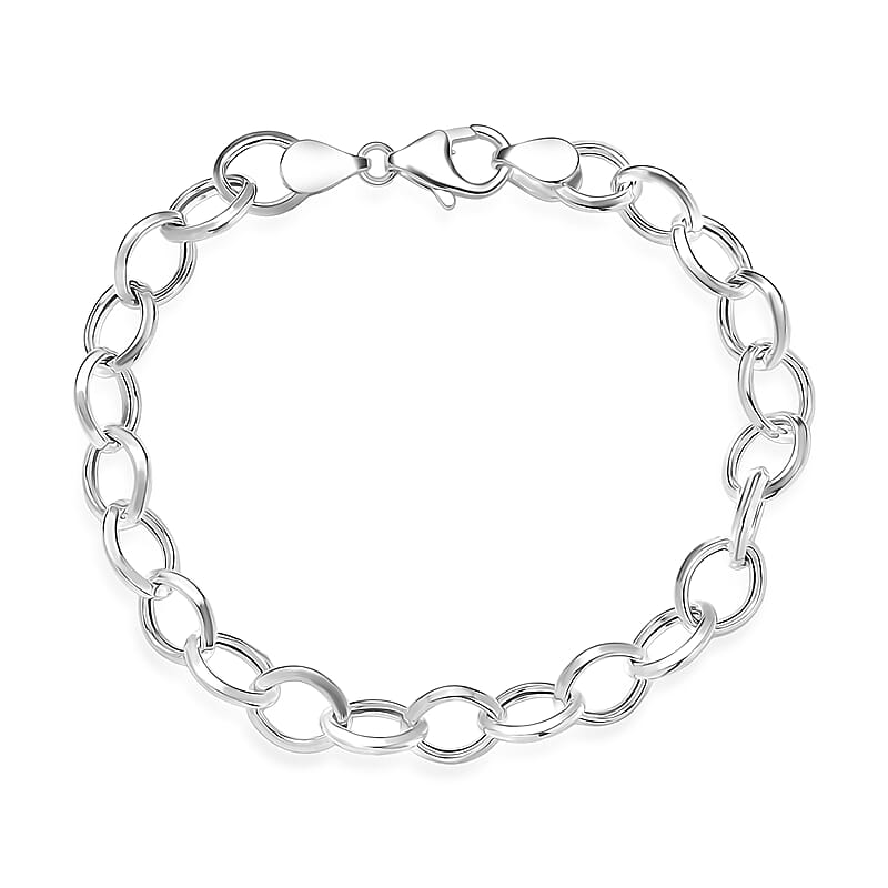 D'Joy Sterling Silver Link Chain Bracelet (7.25 In) 5.12 Grams