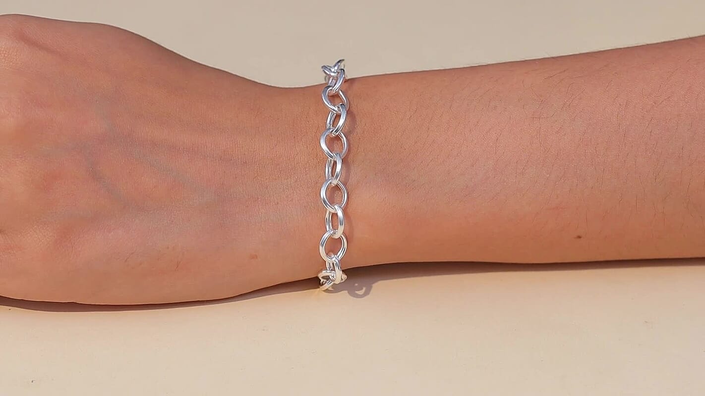 D'Joy Sterling Silver Link Chain Bracelet (7.25 In) 5.12 Grams