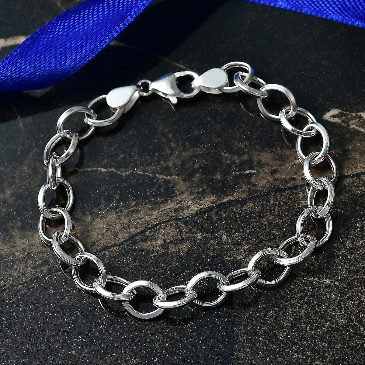 D'Joy Sterling Silver Link Chain Bracelet (7.25 In) 5.12 Grams image number 1