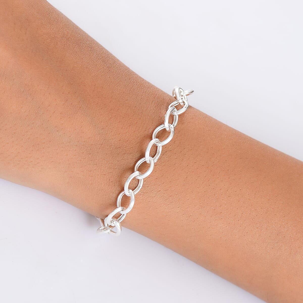D'Joy Sterling Silver Link Chain Bracelet (7.25 In) 5.12 Grams image number 2