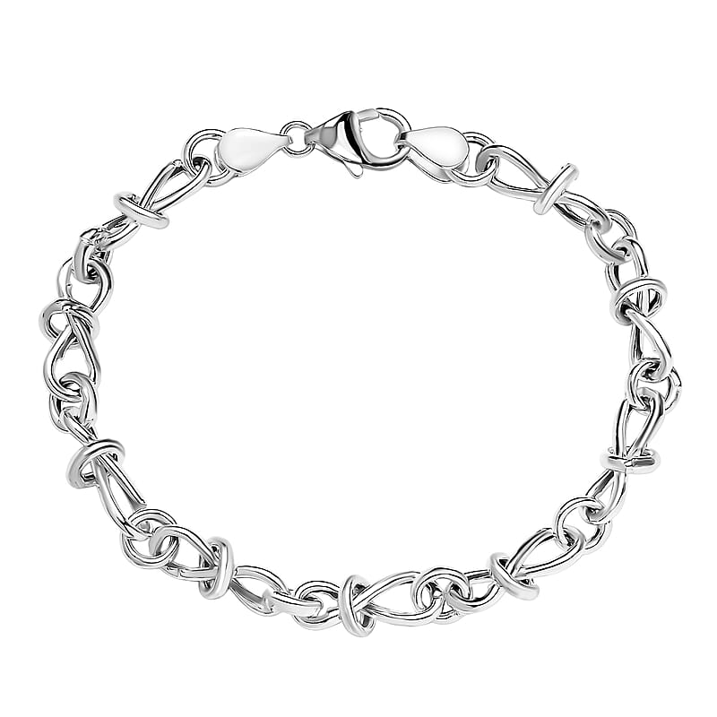 D'Joy Sterling Silver Infinity Link Chain Bracelet (7.25 In) 5.68 Grams