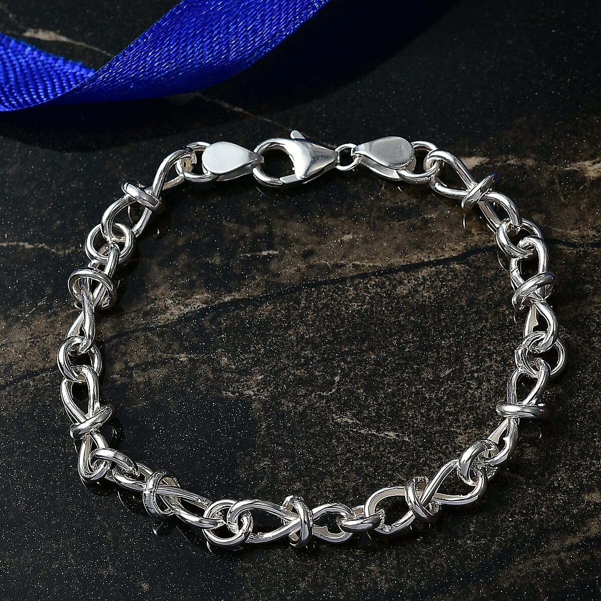 D'Joy Sterling Silver Infinity Link Chain Bracelet (7.25 In) 5.68 Grams image number 1