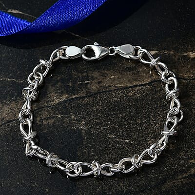 D'Joy Sterling Silver Infinity Link Chain Bracelet (7.25 In) 5.68 Grams