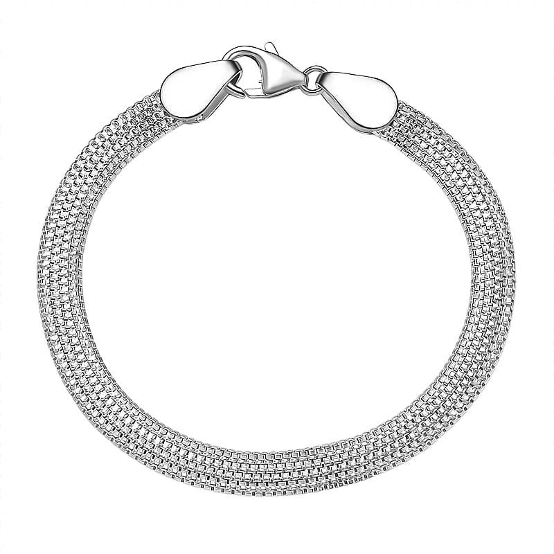 D'Joy Layering Box Link Bracelet in Sterling Silver (7.25 In) 7.3 Grams