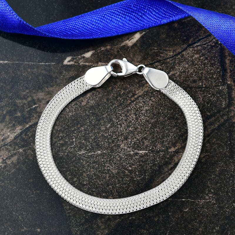 D'Joy Layering Box Link Bracelet in Sterling Silver (7.25 In) 7.3 Grams