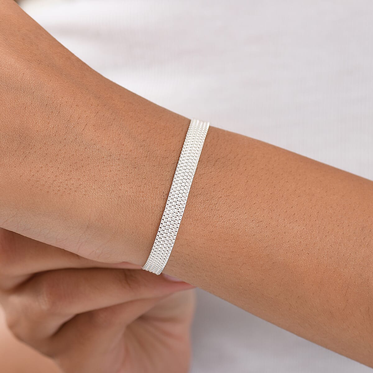 D'Joy Layering Box Link Bracelet in Sterling Silver (7.25 In) 7.3 Grams image number 2