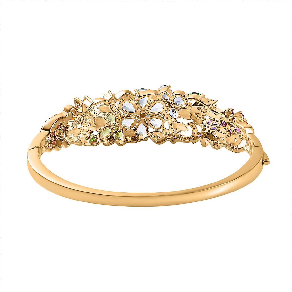 D'Joy Sky Blue Topaz, Multi Gemstone Bangle Bracelet in 18K Vermeil YG Over Sterling Silver 11.60 ctw image number 4