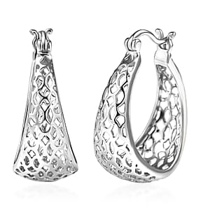 Rhapsody Honeycomb Hoop Earrings in 950 Platinum 9 Grams