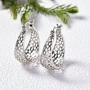 Rhapsody Honeycomb Hoop Earrings in 950 Platinum 9 Grams