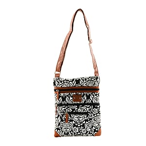 Stone Mountain Black & White Batik Quilted Cotton Crossbody Bag