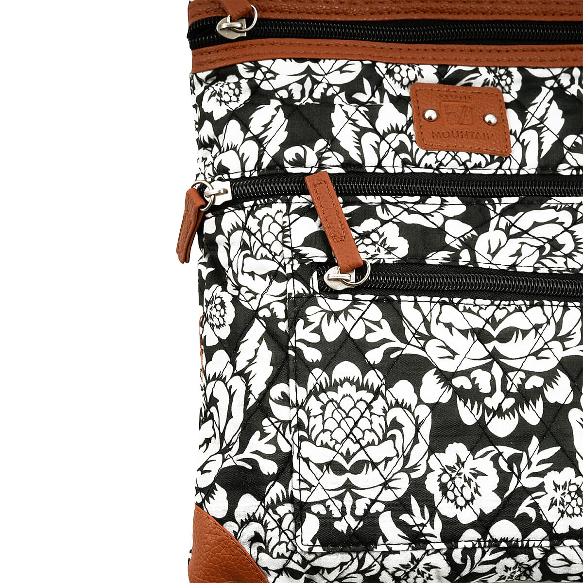Stone Mountain Black & White Batik Quilted Cotton Crossbody Bag image number 4
