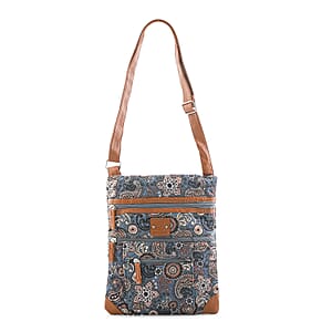 Stone Mountain Black, Grey & Tan Paisley Quilted Cotton Crossbody Bag