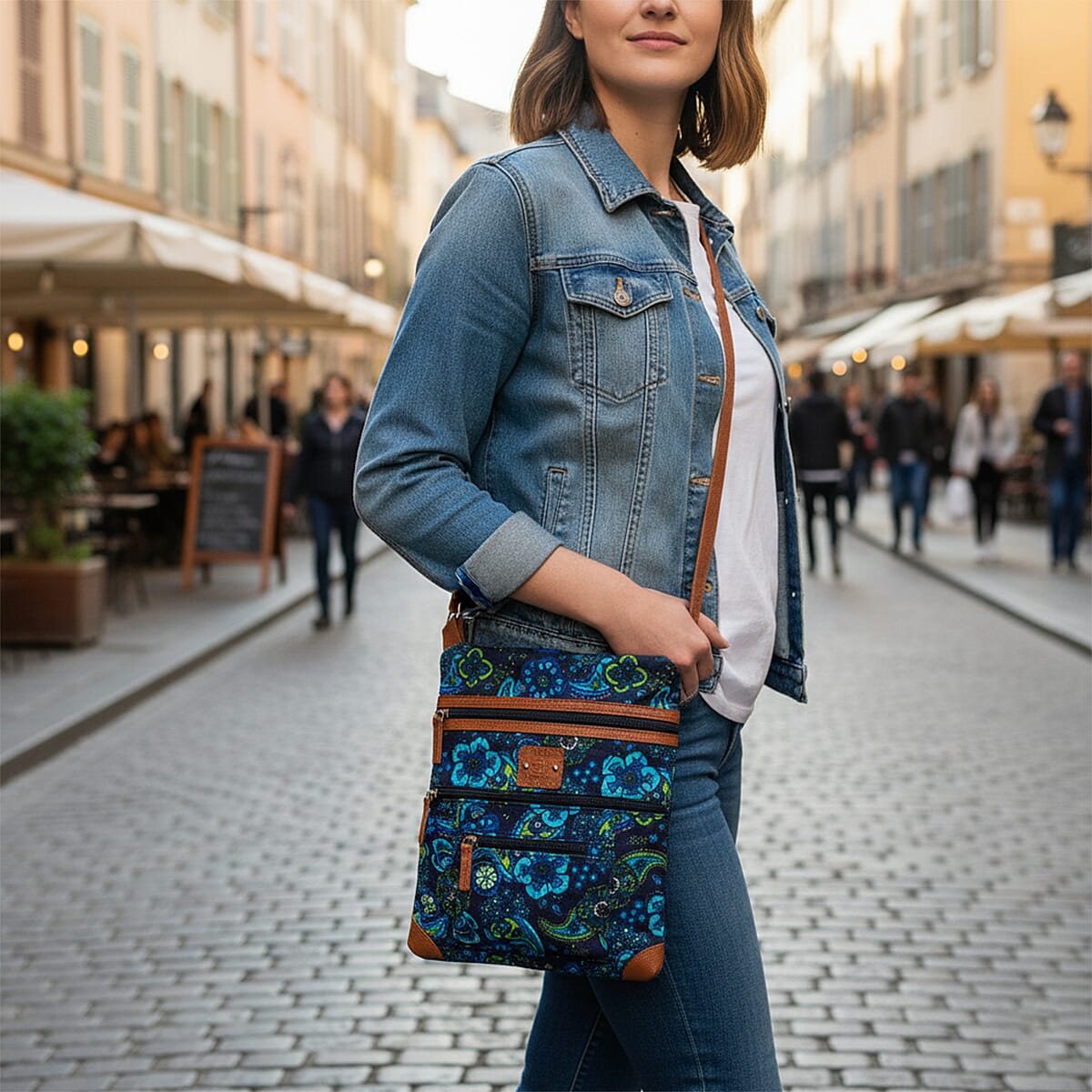 Stone Mountain Navy Paisley Quilted Cotton Crossbody Bag image number 1
