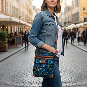 Stone Mountain Navy Paisley Quilted Cotton Crossbody Bag