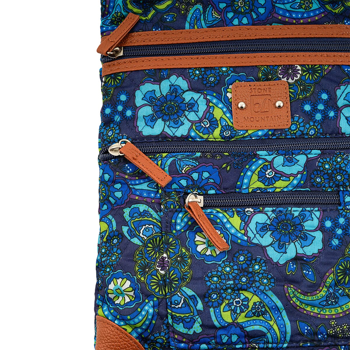 Stone Mountain Navy Paisley Quilted Cotton Crossbody Bag image number 4