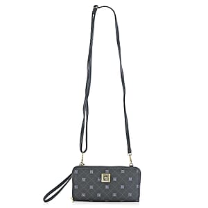 Stone Mountain Black Signature Genuine Leather Crossbody Bag with Wristlet