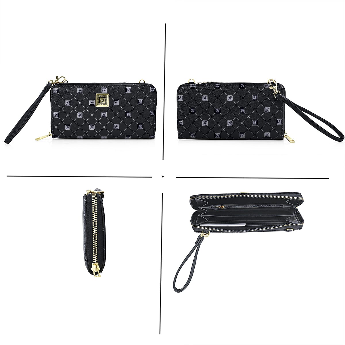 Stone Mountain Black Signature Genuine Leather Crossbody Bag with Wristlet image number 3