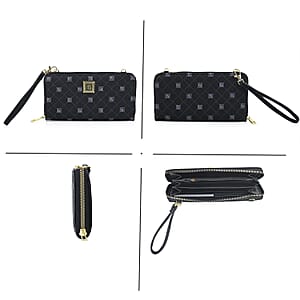 Stone Mountain Black Signature Genuine Leather Crossbody Bag with Wristlet