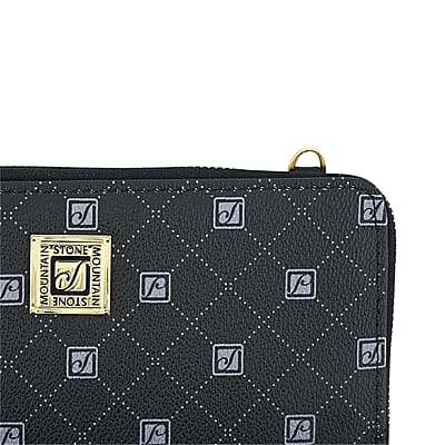 Stone Mountain Black Signature Genuine Leather Crossbody Bag with Wristlet
