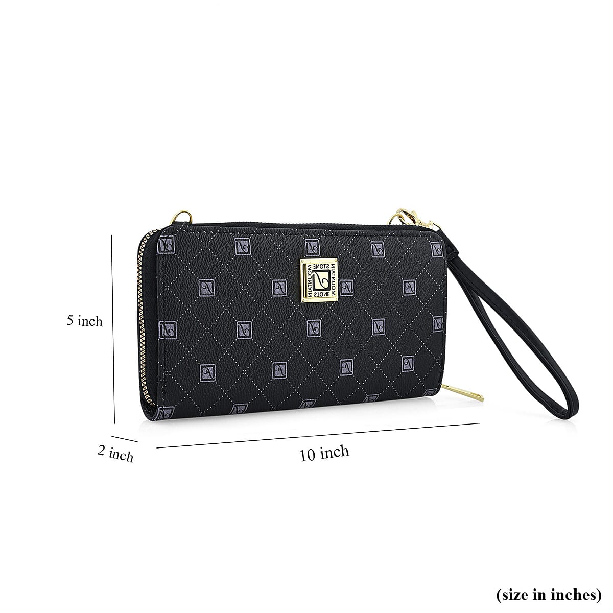 Stone Mountain Black Signature Genuine Leather Crossbody Bag with Wristlet image number 6