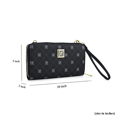 Stone Mountain Black Signature Genuine Leather Crossbody Bag with Wristlet