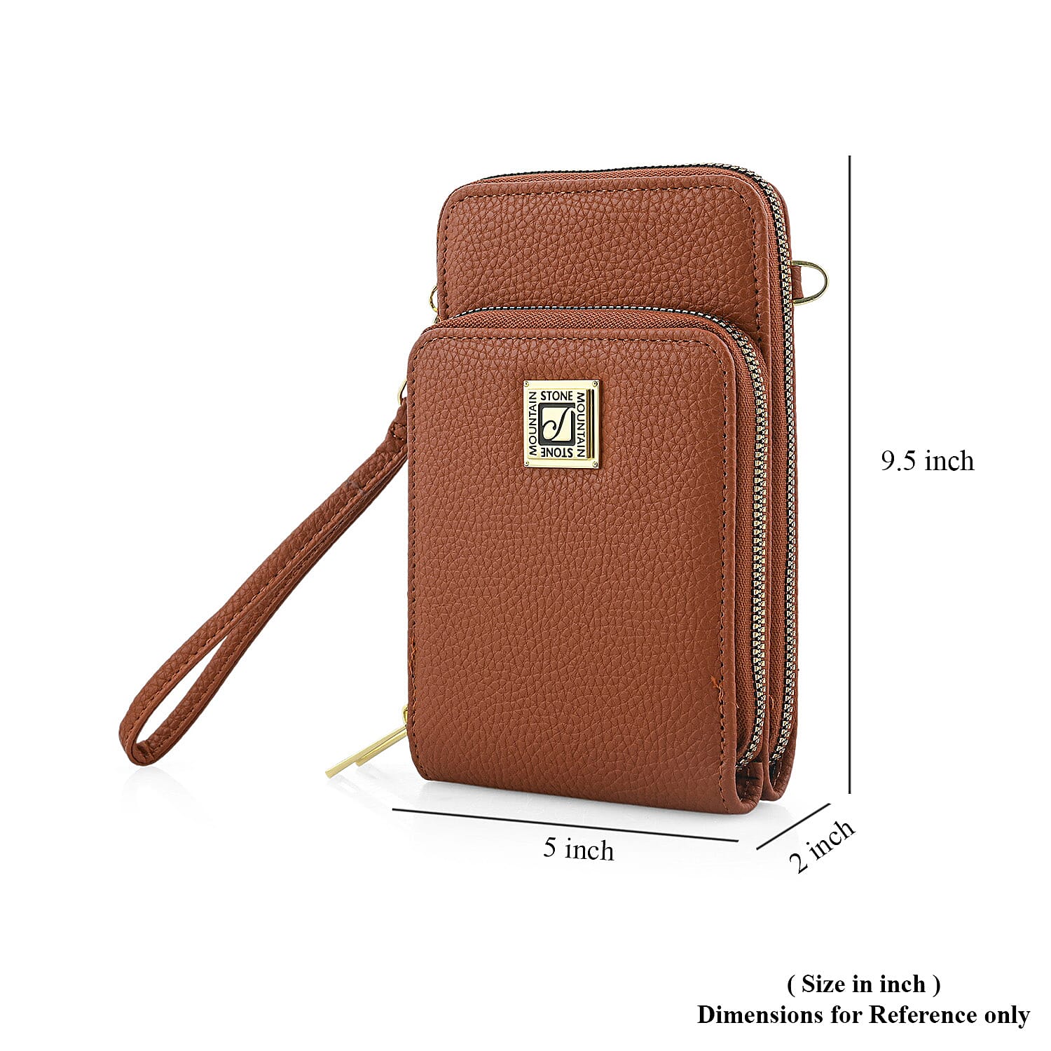 Stone Mountain Cognac Pebble Genuine Leather Crossbody Bag with Wristlet