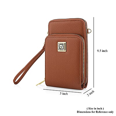 Stone Mountain Cognac Pebble Genuine Leather Crossbody Bag with Wristlet