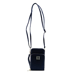 Stone Mountain Black Pebble Genuine Leather Crossbody Bag with Wristlet