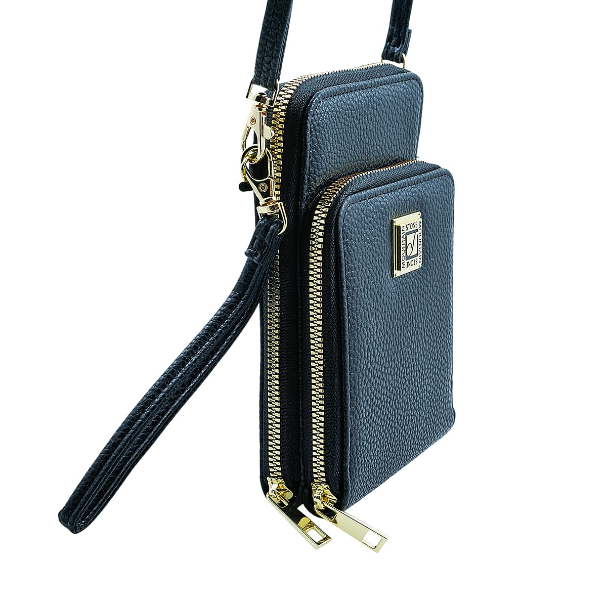 Stone Mountain Black Pebble Genuine Leather Crossbody Bag with Wristlet image number 2