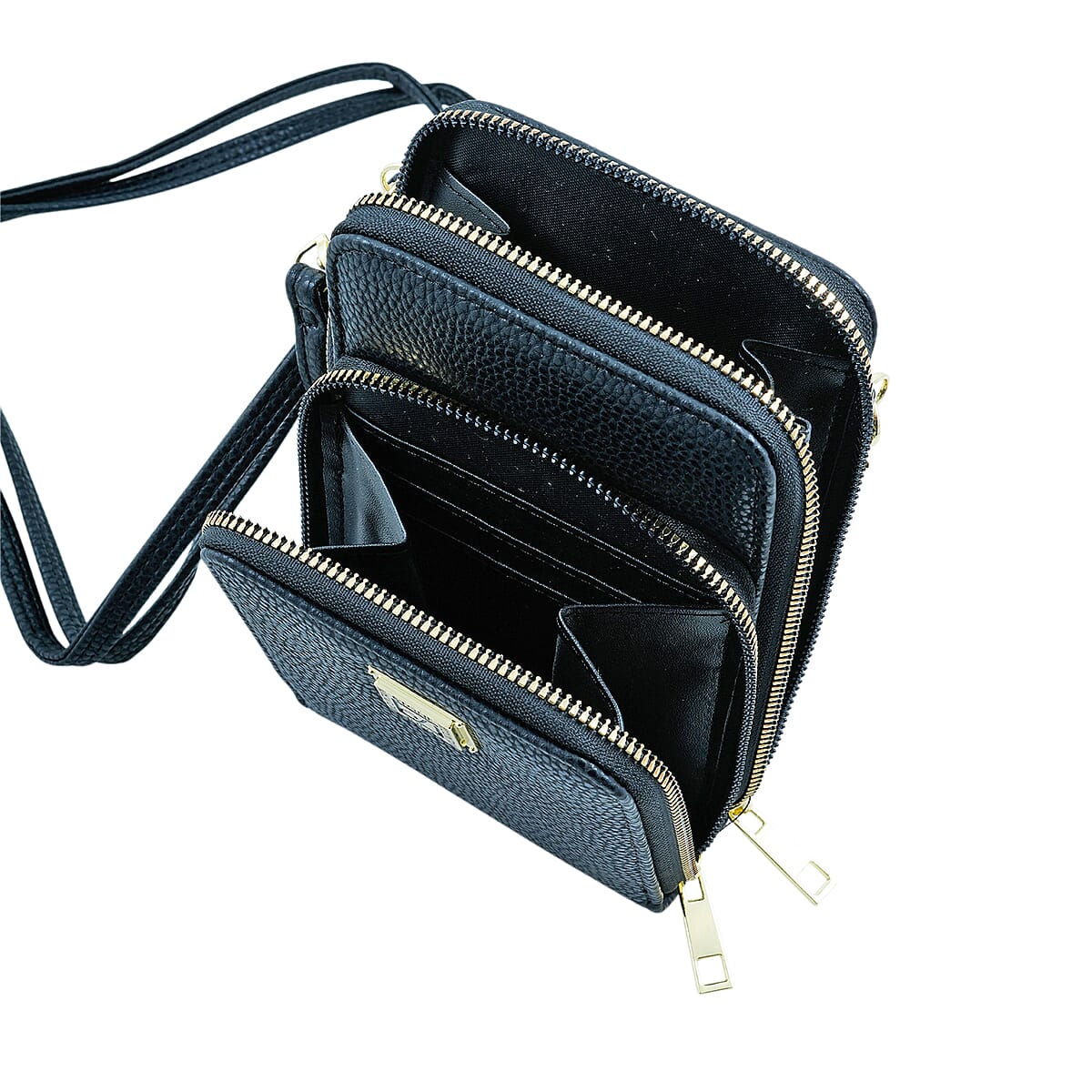 Stone Mountain Black Pebble Genuine Leather Crossbody Bag with Wristlet image number 4