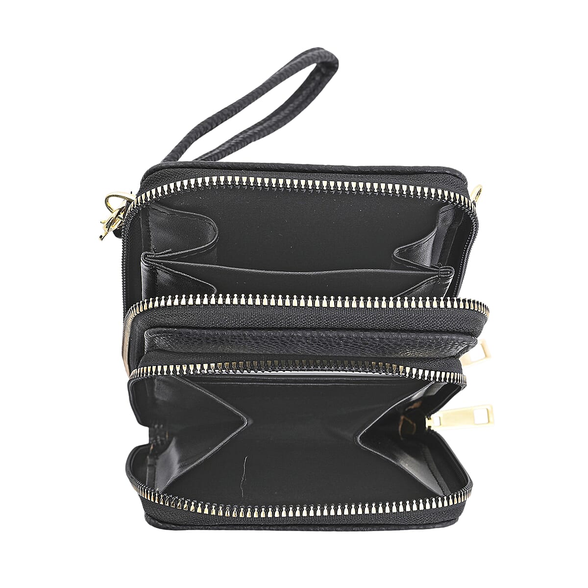 Stone Mountain Black Pebble Genuine Leather Crossbody Bag with Wristlet image number 6