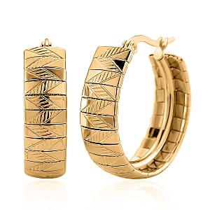 Omega Chain Hoop Earrings in ION Plated YG Stainless Steel