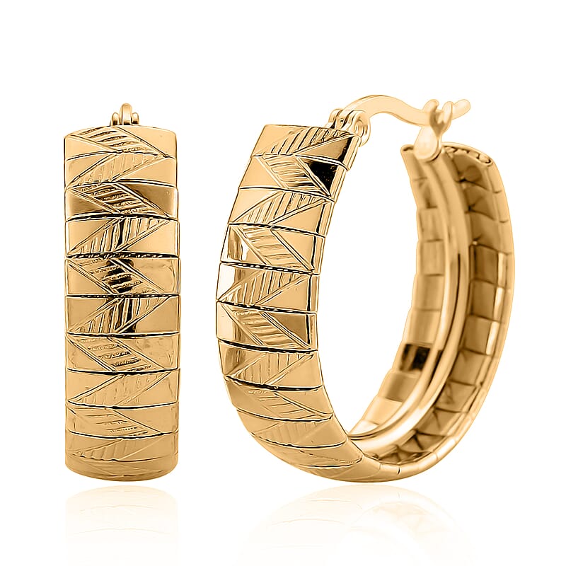 Omega Chain Hoop Earrings in ION Plated YG Stainless Steel