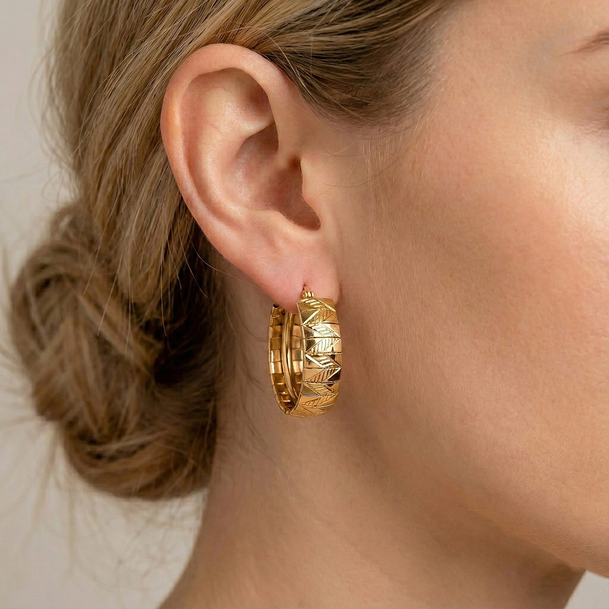 Omega Chain Hoop Earrings in ION Plated YG Stainless Steel