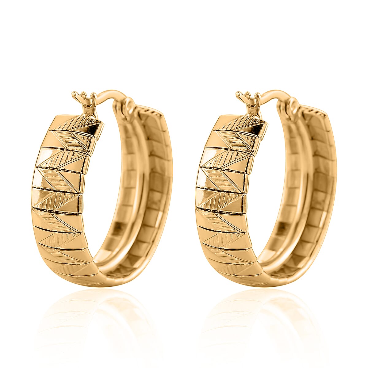 Omega Chain Hoop Earrings in ION Plated YG Stainless Steel