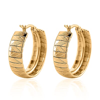 Omega Chain Hoop Earrings in ION Plated YG Stainless Steel