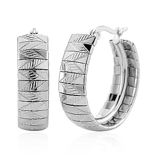 Omega Chain Hoop Earrings in Stainless Steel