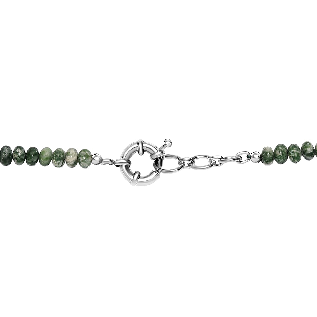 Sesame Jasper and Green Spot Agate 266.00 ctw Beaded Necklace in Platinum Over 20 Inches  image number 4