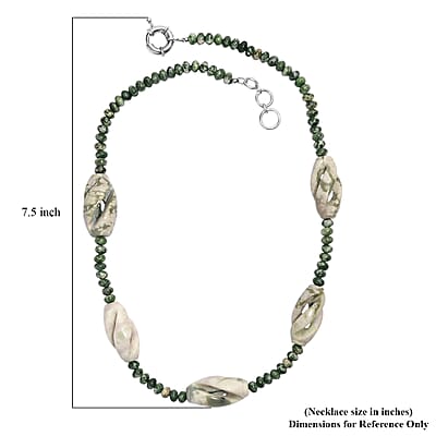 Sesame Jasper and Green Spot Agate 266.00 ctw Beaded Necklace in Platinum Over 20 Inches