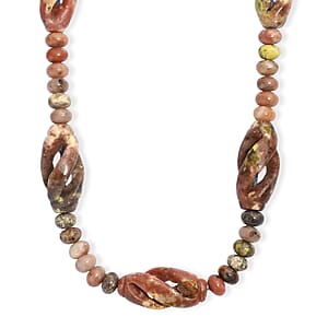 Spice Jasper and Flower Chilli Jasper 303.00 ctw Beaded Necklace in Platinum Over 20 Inches 