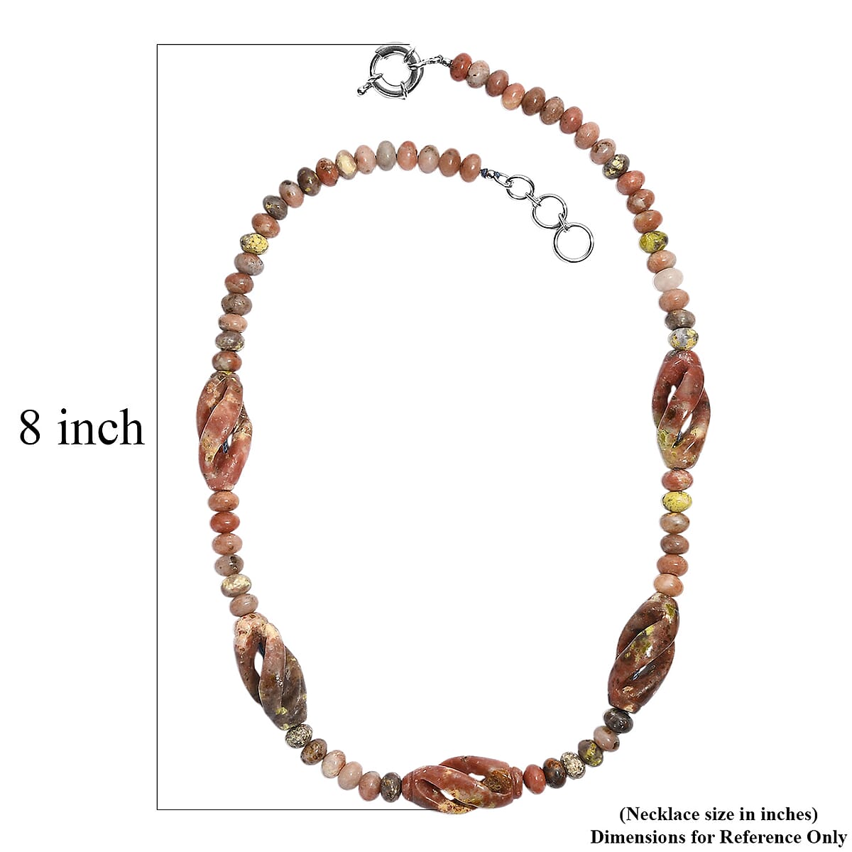 Spice Jasper and Flower Chilli Jasper 303.00 ctw Beaded Necklace in Platinum Over 20 Inches  image number 5