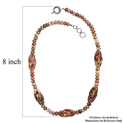 Spice Jasper and Flower Chilli Jasper 303.00 ctw Beaded Necklace in Platinum Over 20 Inches